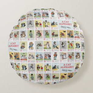 Almofada Redonda Cat Alphabet, Louis Wain