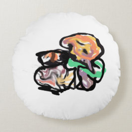 Almofada Redonda Cat and flowers  fun