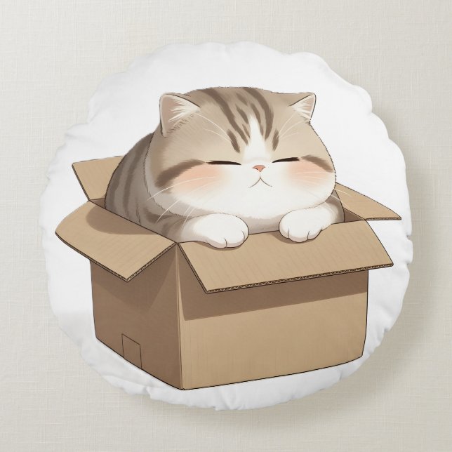 Almofada Redonda Cat in the Box  (Frente)