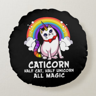 Almofada Redonda Cat Unicorn Magnética Caticorn Kitten Rainbow Pet