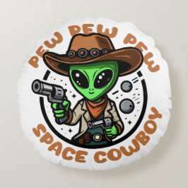 Almofada Redonda Caubói Espacial Alien Divertido