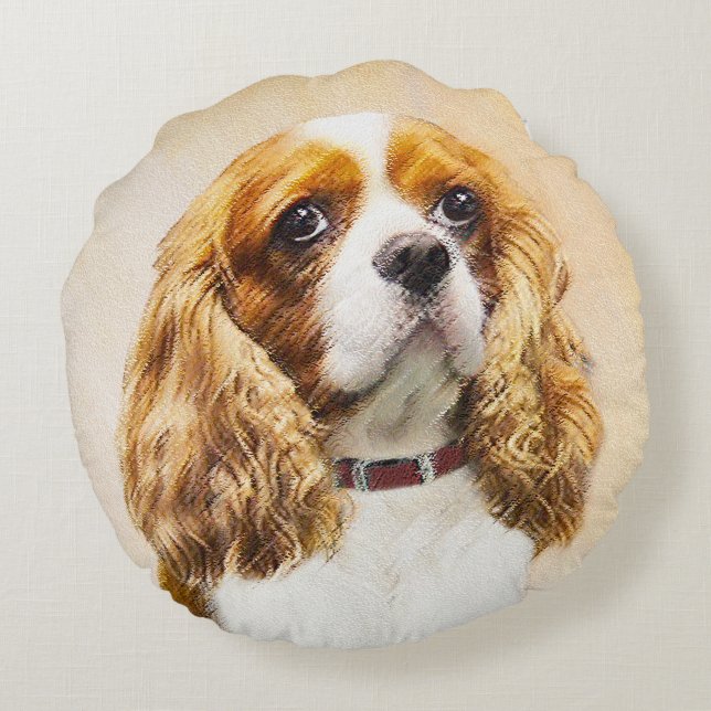 Almofada Redonda Cavalier King Charles Spaniel Original (Verso)