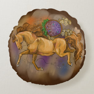 Almofada Redonda Cavalos com Dreamcatchers