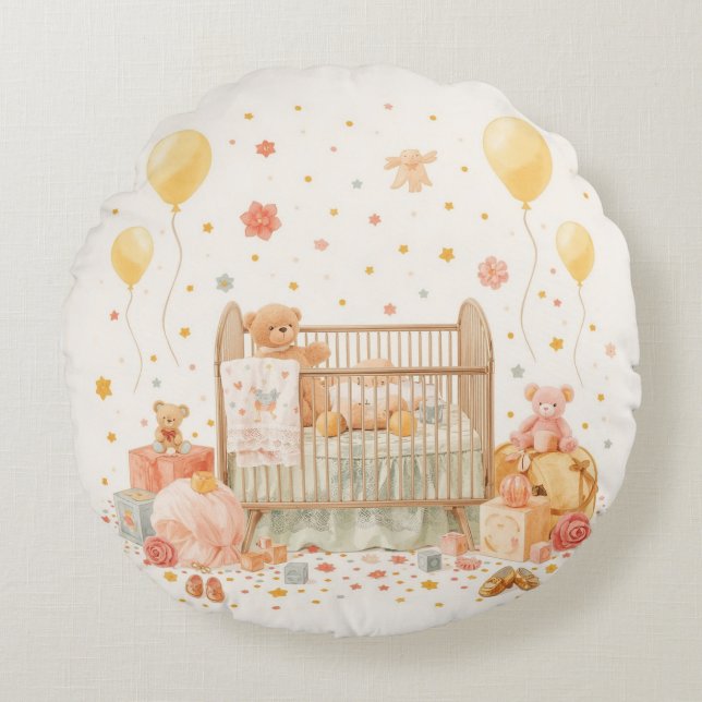 Almofada Redonda celebrando novo bebê (Frente)