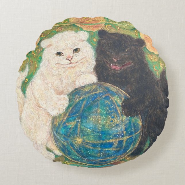 Almofada Redonda Celestial Guardians: Cosmic Harmony (Frente)