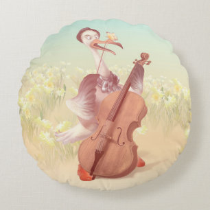 Almofada Redonda Cello Cegonha: Animal de Música Clássica no Méis A