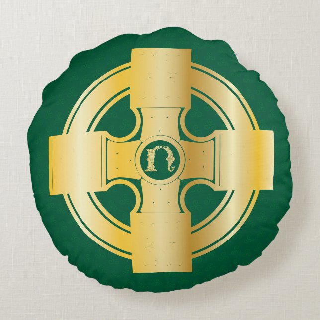 Almofada Redonda Celta Cruz Celta - Letra Nó N Monograma (Verso)