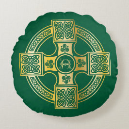 Almofada Redonda Celtic Cross Celtic Knot - Letra A Monograma