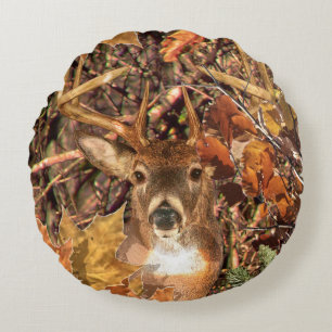 Almofada Redonda Cena de outono de 2010 White Tail Deer