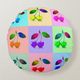 Almofada Redonda Cerejas no estilo de arte Pop