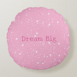 Almofada Redonda Céu de Estrelas Branco Rosa Lavanda