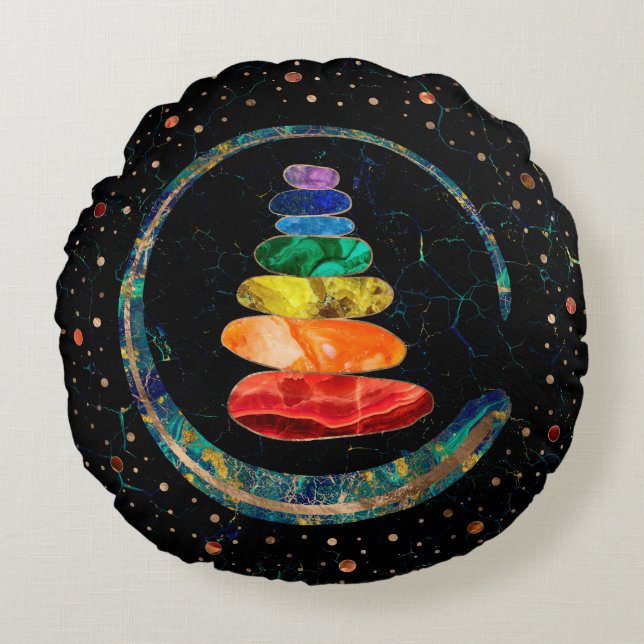 Almofada Redonda Chakras Zen Stones e Enso circundam (Frente)