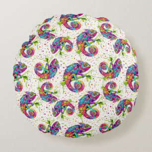 Almofada Redonda Chameleon Paint Mantém Estilo de Aquarela Pílula