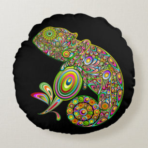 Almofada Redonda Chameleon Psychedelic Fantasy