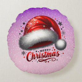 Almofada Redonda Chapéu de Papai Noel Escarlate com Brilho