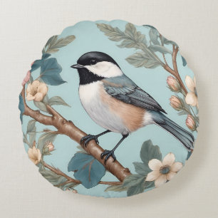Almofada Redonda Charming Chickadee Bird