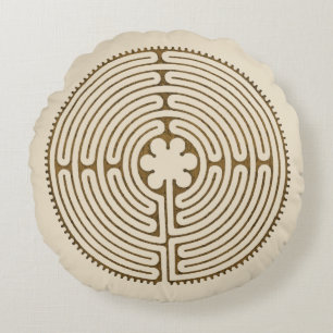 Almofada Redonda Chartres Labyrinth - Símbolo Espiritual Antiquado