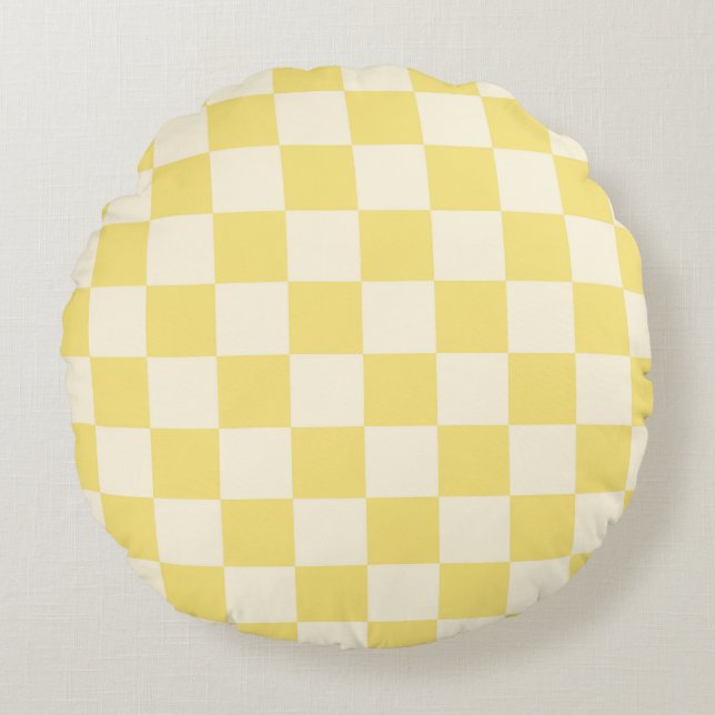 Almofada Redonda Checkerboard amarelo (Frente)