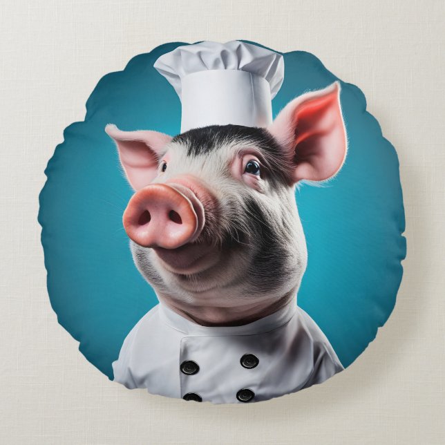Almofada Redonda Chef Pig (Frente)