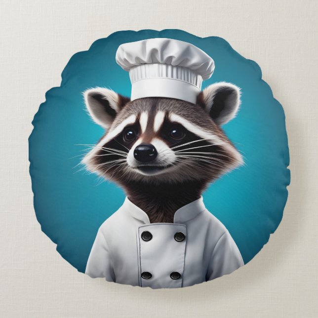 Almofada Redonda Chef Raccoon (Frente)