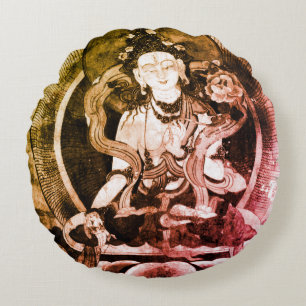 Almofada Redonda Chenrezer Buda, Vintage Heruka, Tibete
