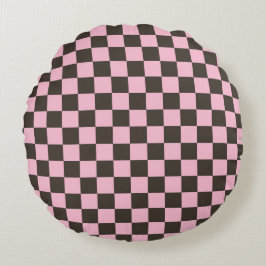 Almofada Redonda Cherry blossom checkered board pattern