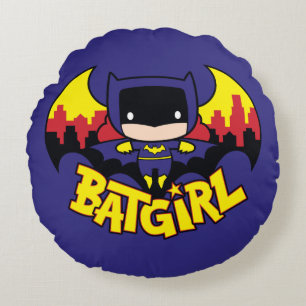 Almofada Redonda Chibi Batgirl Com Skyline & Logo Gotham