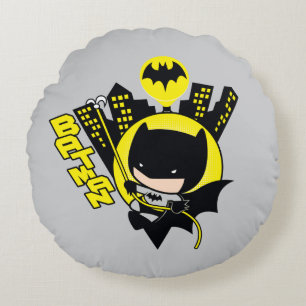 Almofada Redonda Chibi Batman Escalando A Cidade