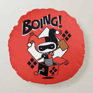 Almofada Redonda Chibi Harley-Quinn-In-A-Box Com Martelo