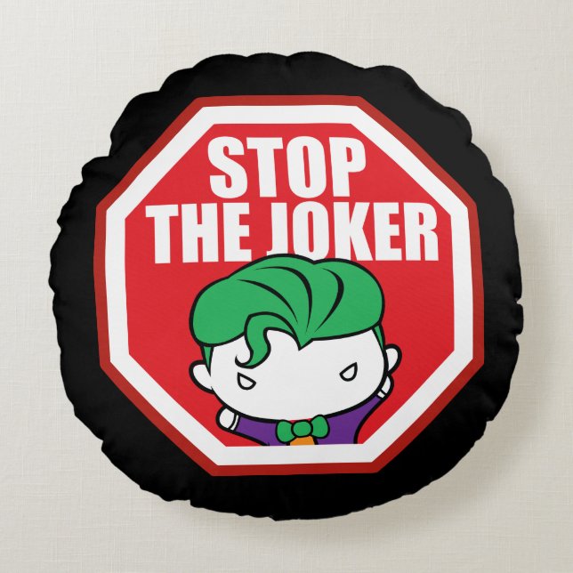 Almofada Redonda Chibi - Sinal "Stop The Joker" (Frente)