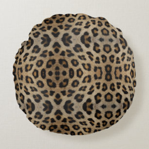 Almofada Redonda chic de pele-leopardo-na moda