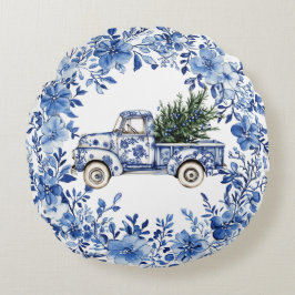 Almofada Redonda Chinoiserie Blue Floral