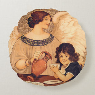 Almofada Redonda Chocolate Angel French Antiguado