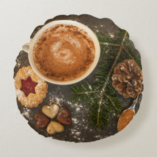 Almofada Redonda Chocolate Quente de Natal