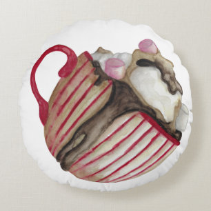 Almofada Redonda Chocolate quente e marshmallows: lama de cacau