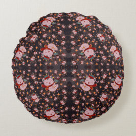 Almofada Redonda Christmas Cat With Santa Hat