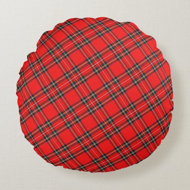 Almofada Redonda Christmas Plaid Pattern  (Frente)