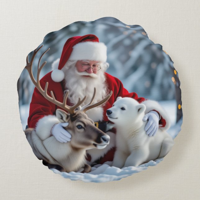 Almofada Redonda Christmas Tree Throw Round Pillow (Verso)