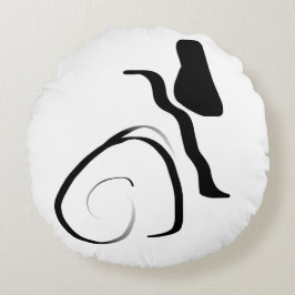 Almofada Redonda Ciclo de rotação: Abstrato preto e branco