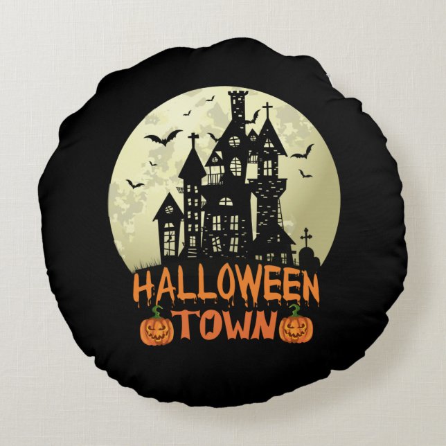 Almofada Redonda Cidade do Halloween (Verso)