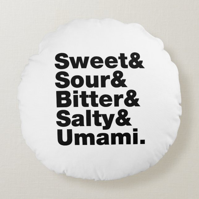 Almofada Redonda Cinco gostos básicos (Frente)