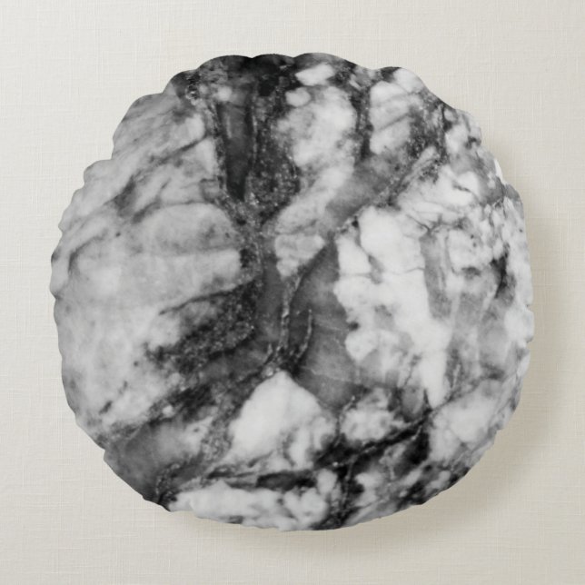 Almofada Redonda cinza &branca preta (Frente)
