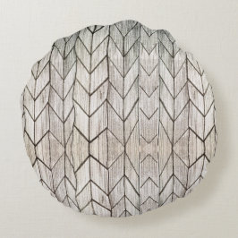 Almofada Redonda Cinza Stripe Vintage - Preto Geométrico e Branco