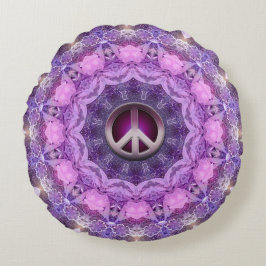 Almofada Redonda Círculo de Paz Mandala Rosa Roxo Bonito