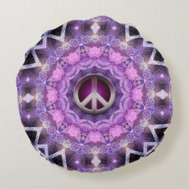 Almofada Redonda Círculo de Paz Mandala Rosa Roxo Bonito