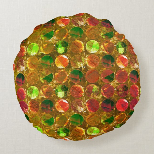 Almofada Redonda Círculo de textura em laranja bruto (Verso)