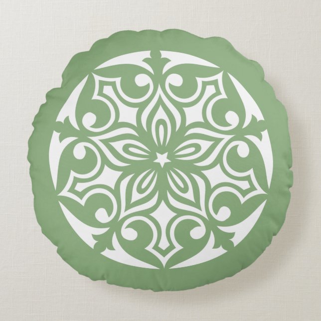 Almofada Redonda CÍRCULO TRIBUNAL Verde Sage do Travesseiro decorat (Frente)