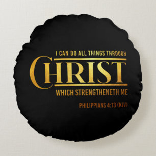 Almofada Redonda Citação Philippians 4:13 Verse KJV Bíblia