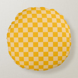 Almofada Redonda Citrus cream checkered board pattern