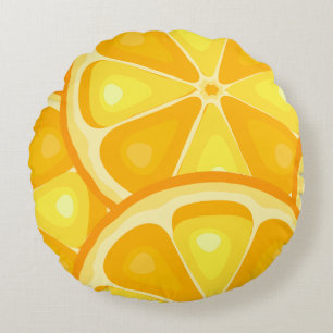 Almofada Redonda Citrus TROPICAL SUMMMER FRUTA Laranja limão fina